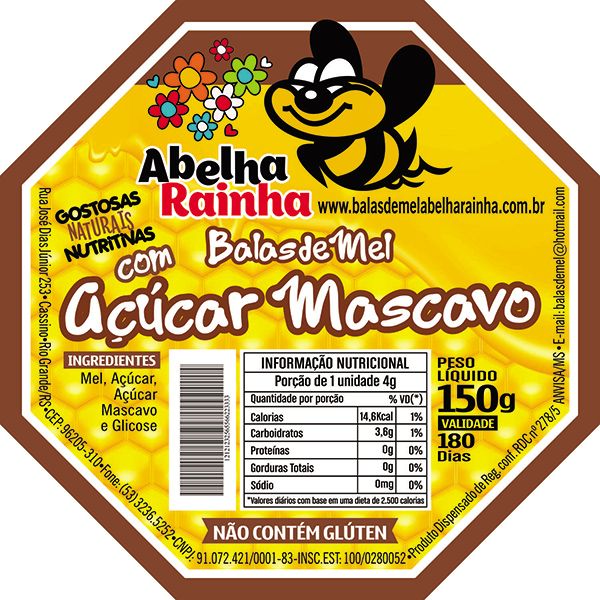 Balas de Mel - Com A&ccedil;&uacute;car Mascavo